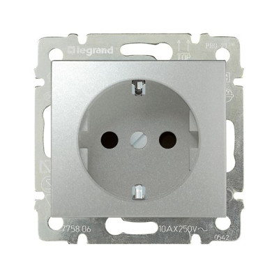 Розетка с заземляющим контактом Legrand Valena 770120, цвет алюминий