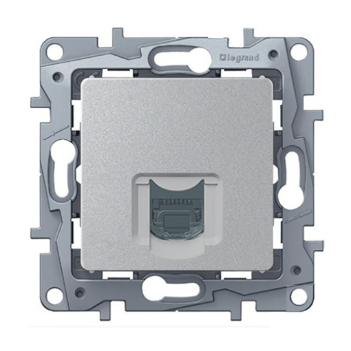 Розетка комп`ютерна 1-а UTP RJ45, 6-категорія Legrand – «Etika» колір алюміній