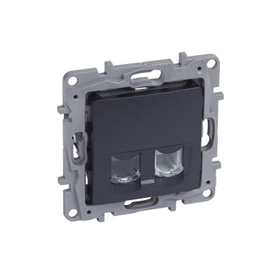 Розетка комп`ютерна RJ45 UTP 5-категорія + телефонна RJ12, Legrand – «Etika» колір антрацит
