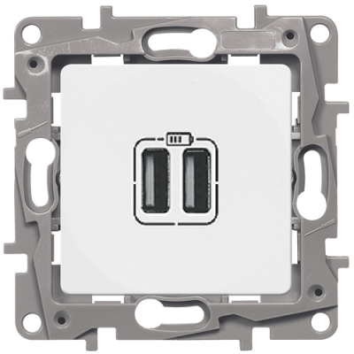 Розетка двойная USB, 240/5В, 2400МА, Legrand Etika (белый) Розетка двойная USB, 240/5В, 2400МА, Legrand Etika (белый)