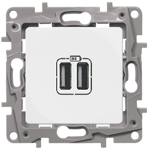 Розетка двойная USB, 240/5В, 2400МА, Legrand Etika (белый)