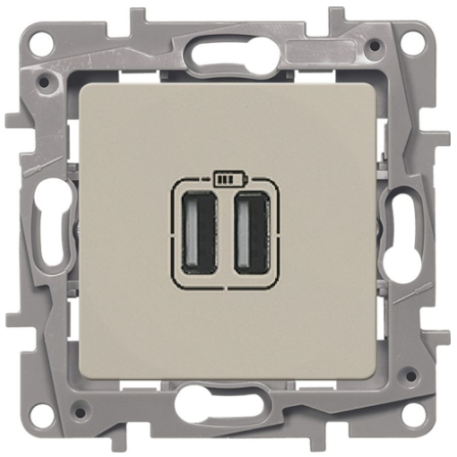 Розетка двойная USB, 240/5В, 2400МА, Legrand Etika (слоновая кость)