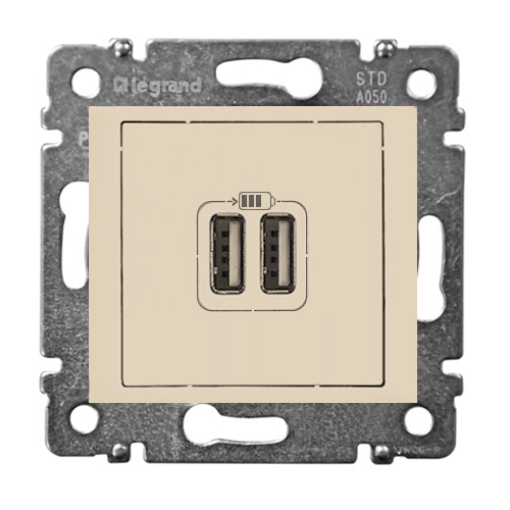 Розетка USB (2 выхода) Valena Legrand 774170, цвет слоновая кость
