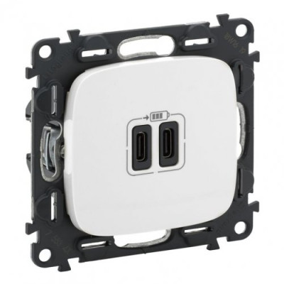 Розетка з двома USB-роз`ємами тип C + тип C 240V/5V 3000мА Legrand Valena Allure 755345, колір білий