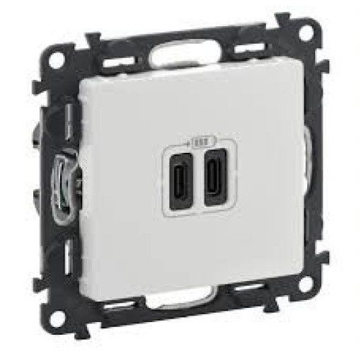 Розетка з двома USB-роз`ємами тип C + тип C 240V/5V 3000мА Legrand Valena Life 753107, колір білий