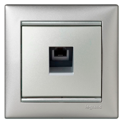 Телефонная розетка 1 выход RJ11 Legrand Valena 770138, цвет алюминий