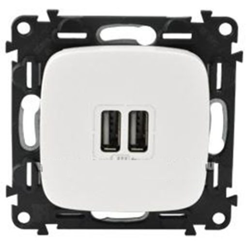 Valena ALLURE Розетка USB для зарядки подвійна Білий