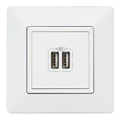 Valena LIFE Розетка USB для зарядки подвійна Білий Valena LIFE Розетка USB для зарядки подвійна Білий
