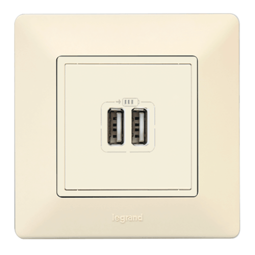 Valena LIFE Розетка USB для зарядки подвійна, слонова кістка
