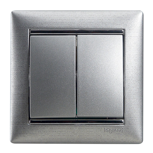 Вимикач 2-клавішний Legrand Valena 770105, колір алюміній