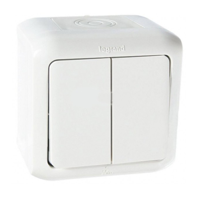 Выключатель накладной 2-клавишный IP44, Forix™ 782362, цвет белый