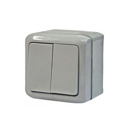Выключатель накладной 2-клавишный IP44, Forix™ 782382, цвет серый