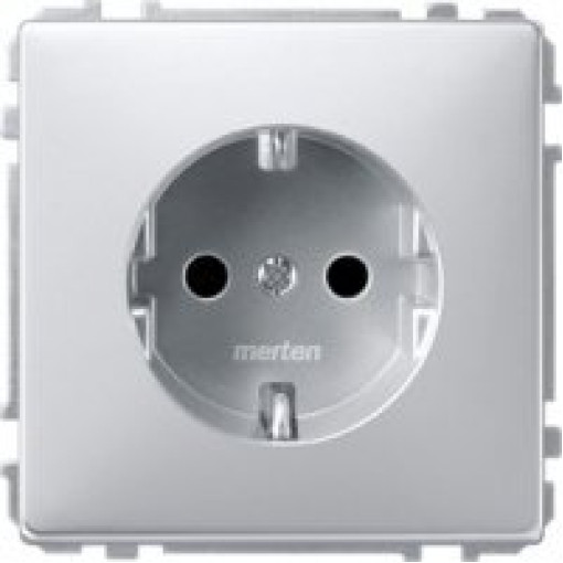 Розетка с з/к и защитными шторками Merten SD MTN2300-4060 Алюминий