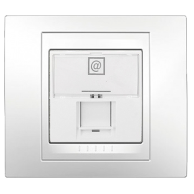 Компьютерная розетка Unica — Schneider Electric в рамке Unica Plus, цвет белый (образец)