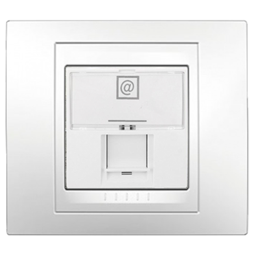Компьютерная розетка Unica — Schneider Electric в рамке Unica Plus, цвет белый (образец)