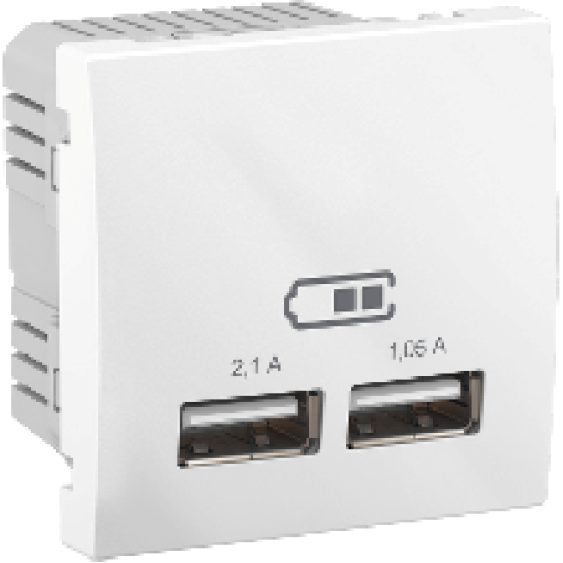 Розетка 2хUSB-выход для зарядки 2-модуля. Unica белый MGU3.418.18