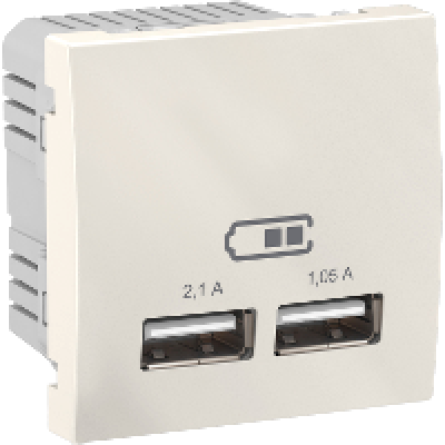 Розетка 2хUSB-выход для зарядки 2-модуля. Unica слоновая кость MGU3.418.25