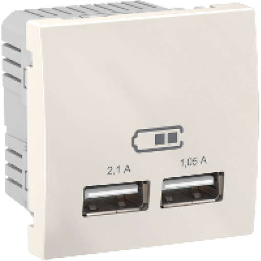 Розетка 2хUSB-выход для зарядки 2-модуля. Unica слоновая кость MGU3.418.25