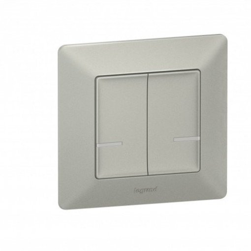 Умный беспроводной выключатель 2-кл. Valena Life with Netatmo 752387, алюминий Умный беспроводной выключатель 2-кл. Valena Life with Netatmo 752387, алюминий