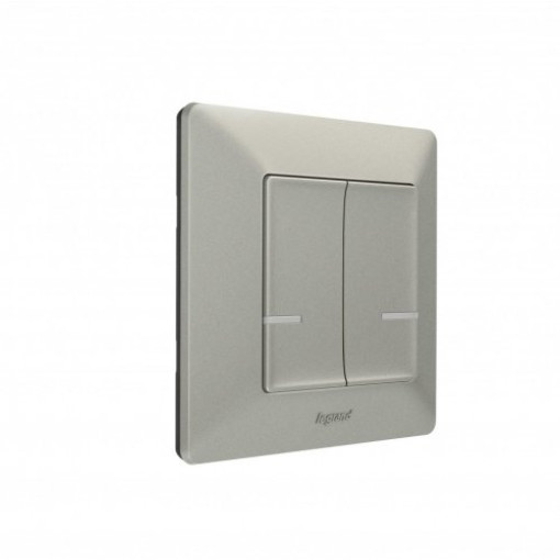 Умный беспроводной выключатель 2-кл. Valena Life with Netatmo 752387, алюминий Умный беспроводной выключатель 2-кл. Valena Life with Netatmo 752387, алюминий