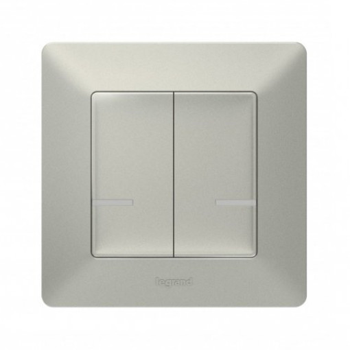 Умный беспроводной выключатель 2-кл. Valena Life with Netatmo 752387, алюминий