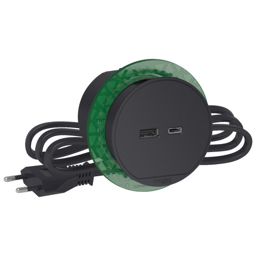 Блок розеток USB тип А + тип С антрацит INS44009