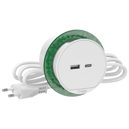 Блок розеток USB тип А + тип С белый INS44008