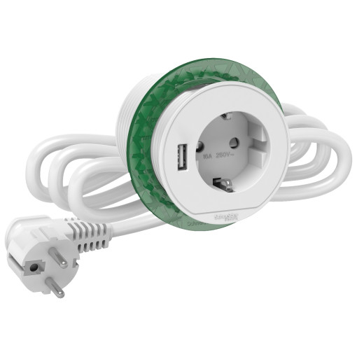 Блок розеток (2К+З)+USB тип А белый INS44004