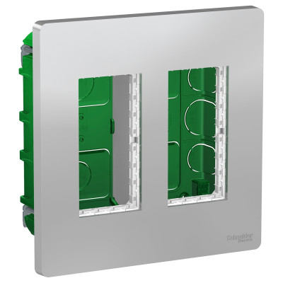 Блок unica system+ скрытая вставка 2х2 алюминий NU172430