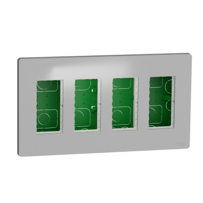 Блок unica system+ скрытая вставка 4х2 алюминий NU174430