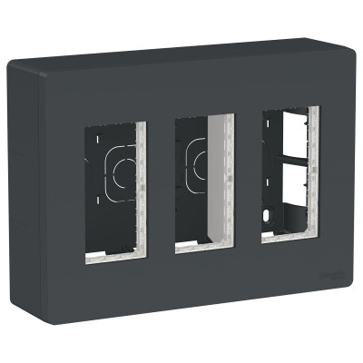 Блок unica system+ открытая вставка 3х2 антрацит NU123454