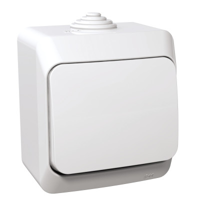 Переключатель накладний 1-клавишный Schneider Electric Cedar Plus, IP44, белый WDE000560