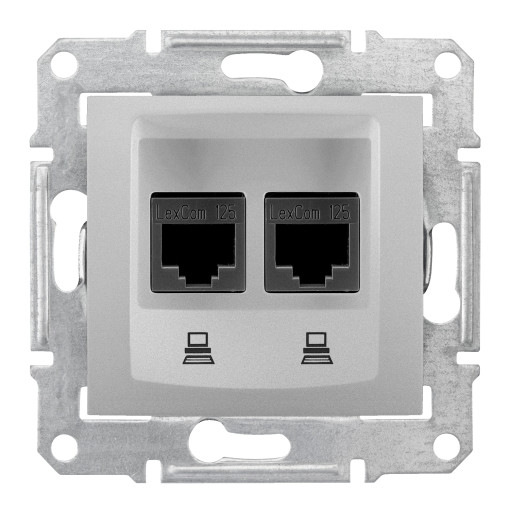 Двойная Компьютерная розетка RJ45 STP категория 5e SEDNA алюминий SDN4600160