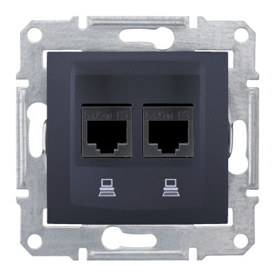 Двойная Компьютерная розетка RJ45 STP категория 5e SEDNA графит SDN4600170