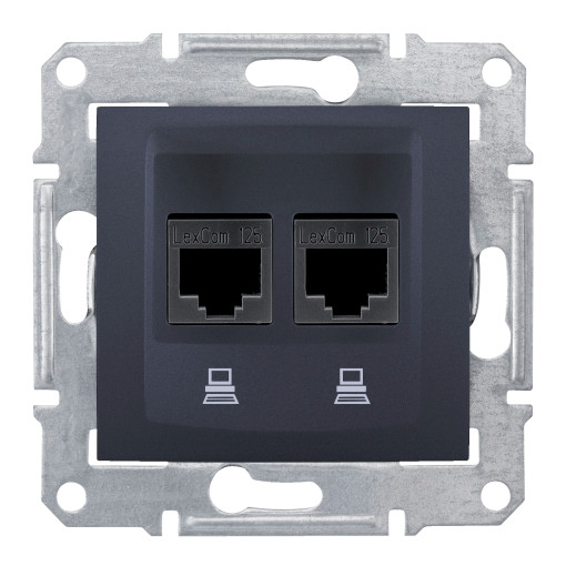 Двойная Компьютерная розетка RJ45 STP категория 5e SEDNA графит SDN4600170