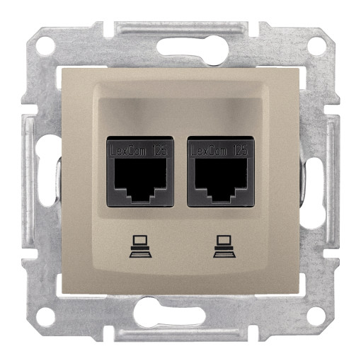 Двойная Компьютерная розетка RJ45 STP категория 5e SEDNA титан SDN4600168