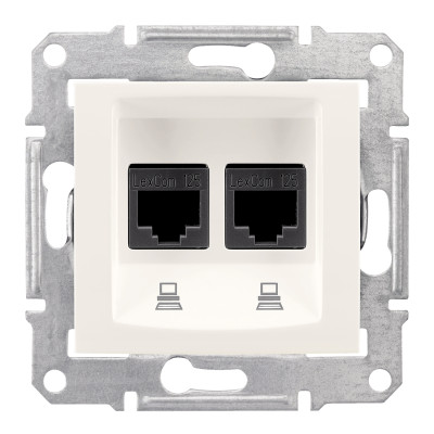 Двойная Компьютерная розетка RJ45 STP категория 6 SEDNA слоновая кость SDN5000123