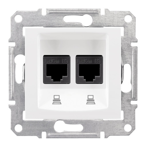 Двойная Компьютерная розетка RJ45 UTP категория 5e SEDNA белый SDN4400121