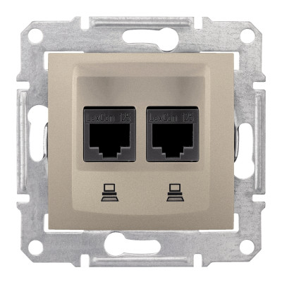 Двойная Компьютерная розетка RJ45 UTP категория 5e SEDNA титан SDN4400168