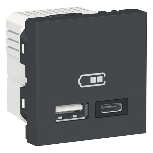 Двойная USB розетка A+C антрацит NU301854