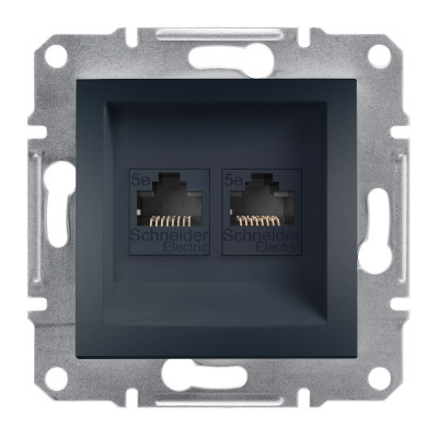 Розетка комп`ютерна RJ45 UTP КАТ. 5Е подвійна ASFORA антрацит EPH4400171