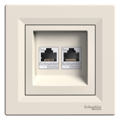 Розетка комп`ютерна RJ45 UTP КАТ. 5Е подвійна крем ASFORA EPH4400123