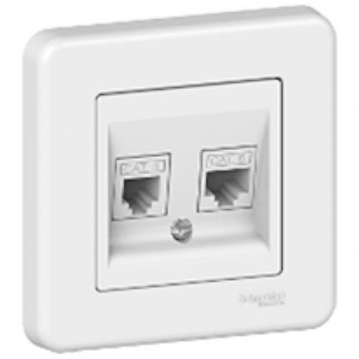Розетка компьютерная+телефонная белая LEONA LNA4900121