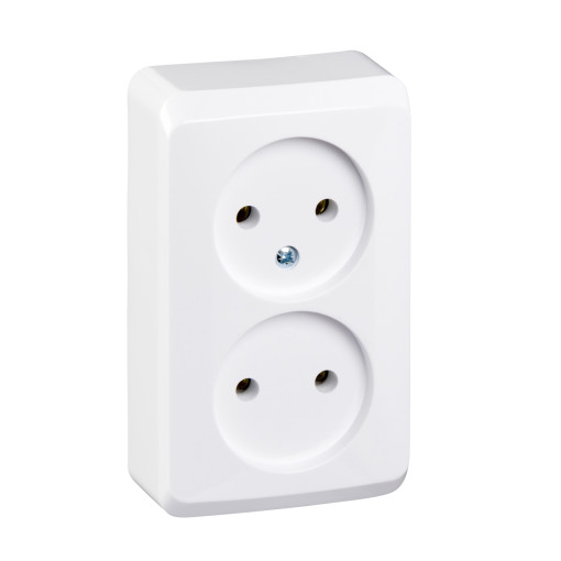 Розетка двойная без заземления и шторок Schneider Electric Prima, белый WDE001040