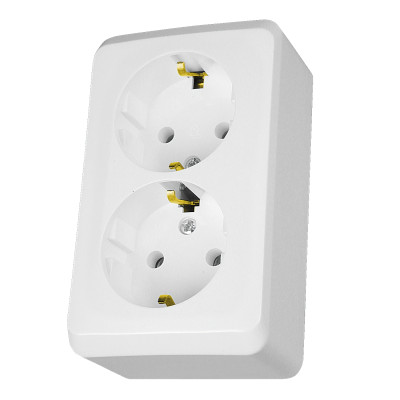 Розетка двойная с заземлением и шторками Schneider Electric Prima, белый WDE001048 Розетка двойная с заземлением и шторками Schneider Electric Prima, белый WDE001048