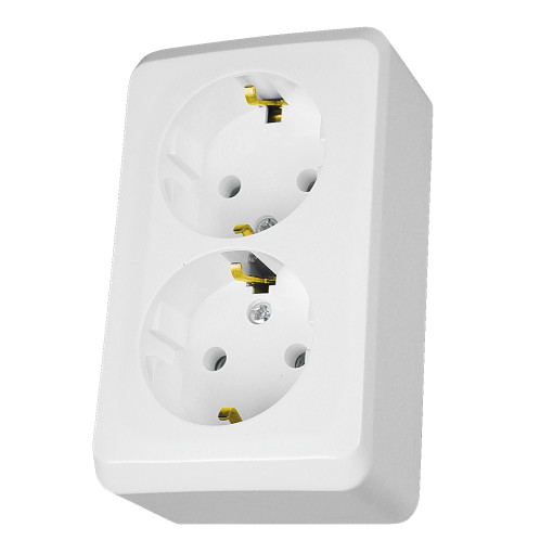Розетка двойная с заземлением и шторками Schneider Electric Prima, белый WDE001048