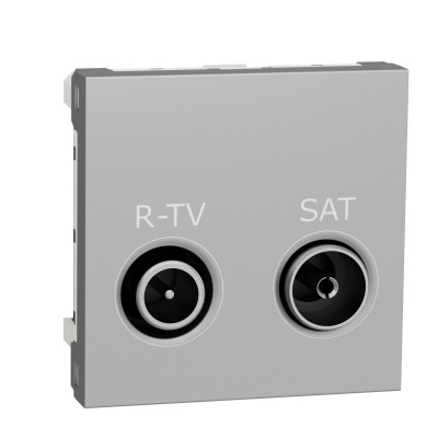 Розетка R-TV SAT одинарная, 2 модуля алюминий NU345430