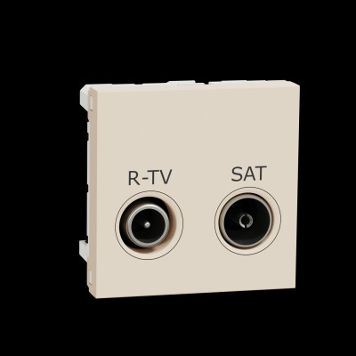 Розетка R-TV SAT одинарная, 2 модуля бежевая Unica New NU345444