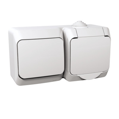 Розетка с заземлением и з выключательем Schneider Electric Cedar Plus, IP44, белый WDE000500