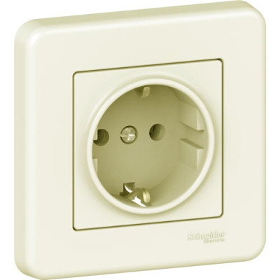 Розетка с заземлением и захисними шторками LEONA кремова LNA2900223 Розетка с заземлением и захисними шторками LEONA кремова LNA2900223